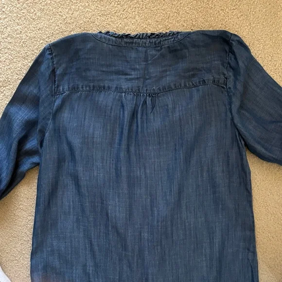 Casual Denim Blue Tencel Blouse - Picture 5 of 6
